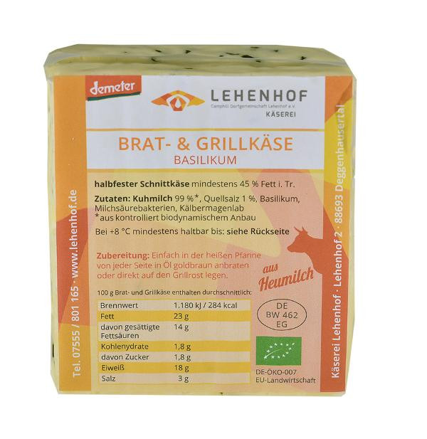 Produktfoto zu Grillkäse Lehenhof Basilikum