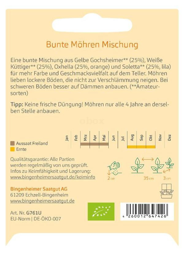 Produktfoto zu Möhren Mischung Karotten Vielfalt Saatgut